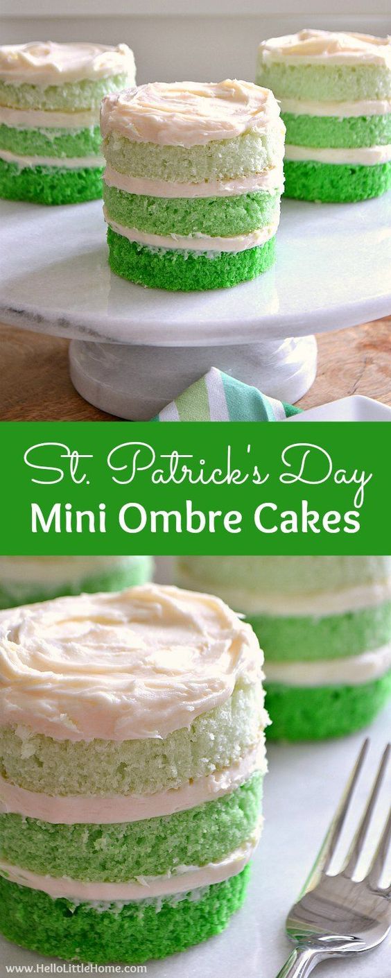 Adorable St. Patrick’s Day Mini Ombre Cakes!