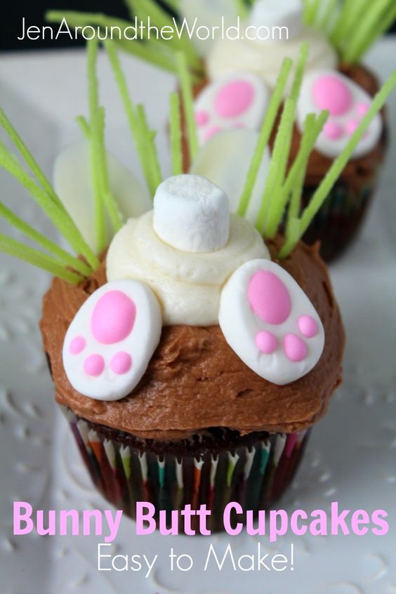 these are so cute with their bunny butts sticking out!, a great Easter cupcake #eastercupcake #easter #easterbunny