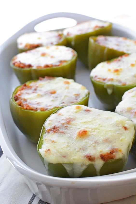 These Green Peppers stuffed with cheese look to be a great St. Paddy's day appetiser, with its green color fitting in perfectly.