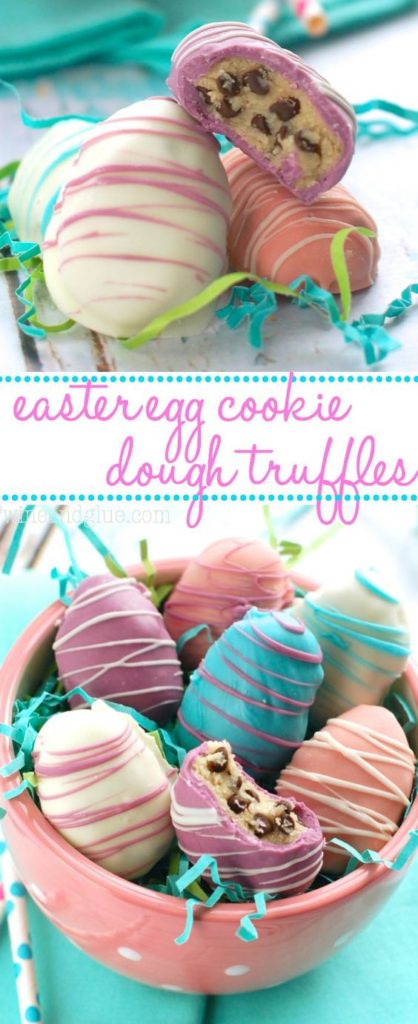 Oh these are so decadent! Your taste buds will fall in love if you prepare these Easter Egg Cooke Dough Truffles this Easter! #Easter #Eastertreats #truffles
