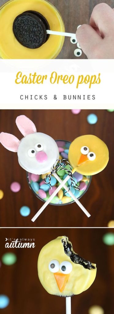 What a great Easter treat for the kids, they will simply adore this easy way to make Oreo chick and bunny pops! Our kids love them! #Eastertreats #Easter
