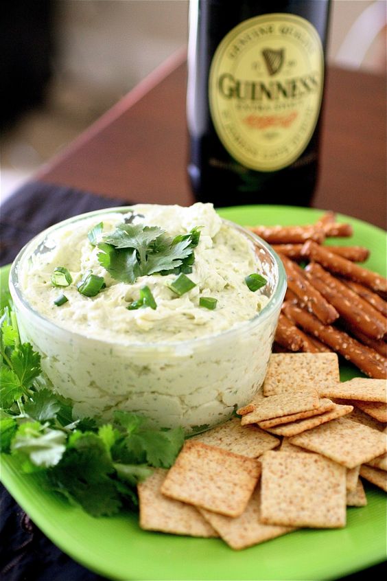 What could be more Irish on St. Patrick's day than a Guinness and Cheddar Dip! Partner it with a Green Beer and my hubby will be set!