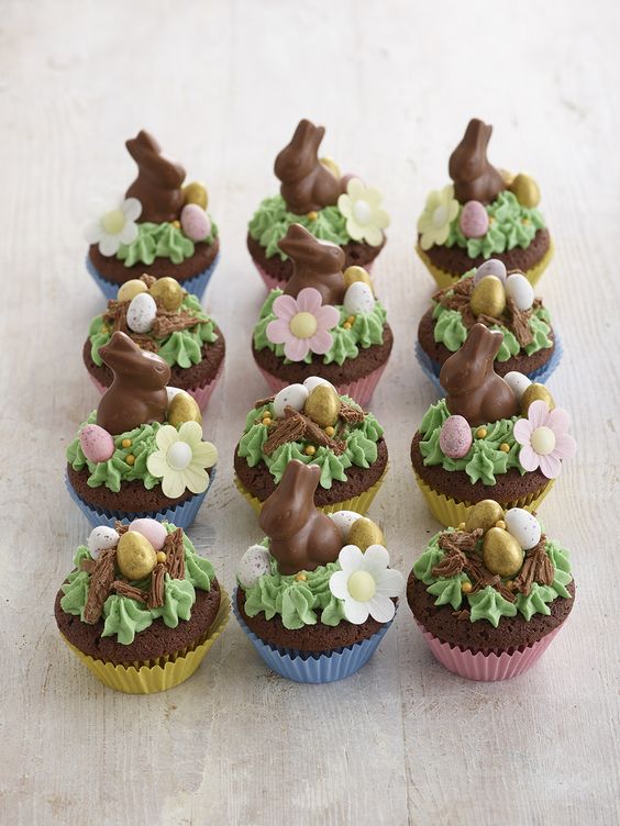 So elegant looking but so easy to make these Easter cupcakes make clever use of Mini chocolate bunnies, Mini candy coated eggs chocolate eggs, a Cadburys flake and Edible flowers to a very quick and easy to create Easter cupcake. #easyeastercupcakes #bunnycakes #eastercupcakes