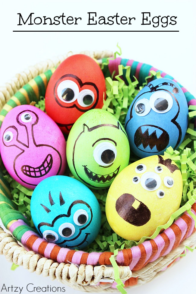 Easter Egg Decorating For Kids! - Add a scary touch to your Easter celebrations by making these colorful Monster Easter eggs!