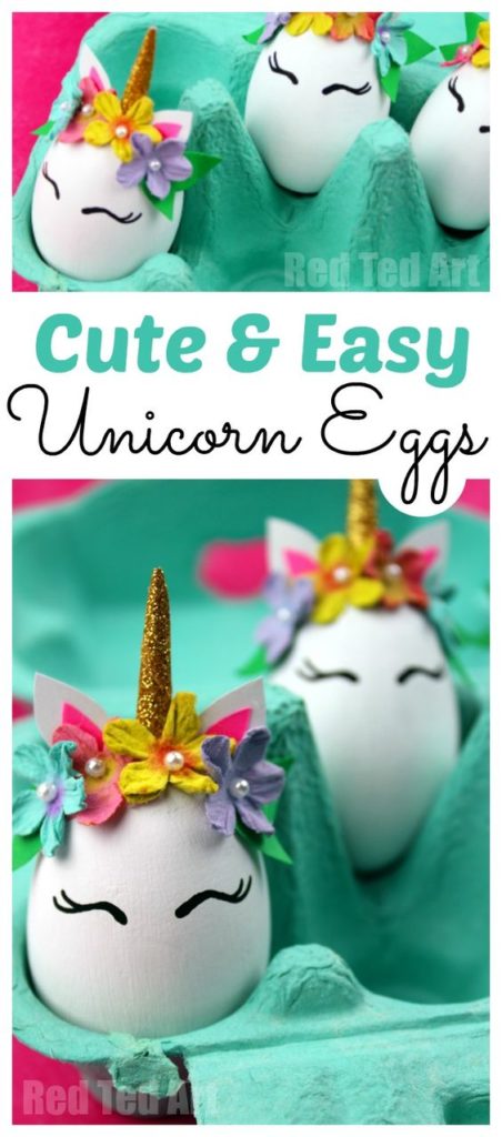 Top 10 Easter Egg Decorating Ideas For Kids! - Cute Unicorn eggs - You don't even need to take the time to dye or paint (aside from their eye brows) these eggs, super easy and fun to make!
