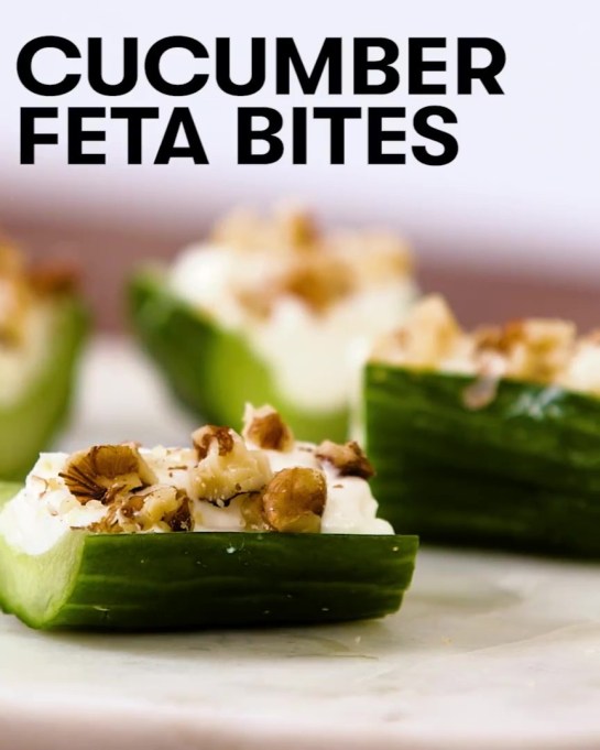 Cucumber Bites With Feta: Cucumbers appetizers are a great healthy alternative to using regular cracker style appetizers.  #cucumberbiteswithfeta  #appetizers