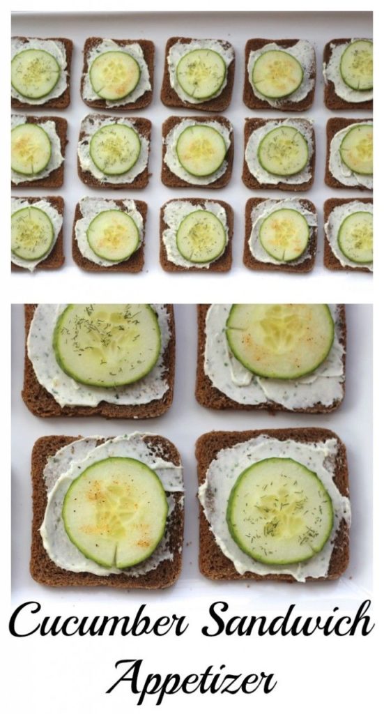 Cucumber Sandwiches  - The classic cucumber sandwich is still one the most popular cucumber appetizers you can present to your guests at a spring or summer gathering. Extremely affordable to make, refreshing on the palate and can be whipped up in no time at all! don't underestimate this simple cucumber appetizer! 
