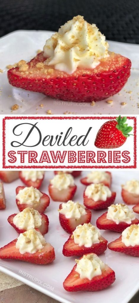 Deviled Strawberries With Cheesecake Filling - Perfect as a Summer and / or  Spring Appetizer, these fresh Deviled Strawberry's with their sweet cheesecake filling are simply delicious. #deviledstrawberries #cheesecake #springappetizers
