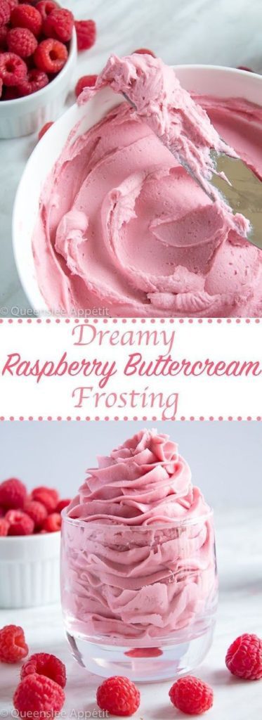 Dreamy is the prefect way to describe this pretty and delicious Raspberry Buttercream Frosting. #raspberry #buttercream #frosting