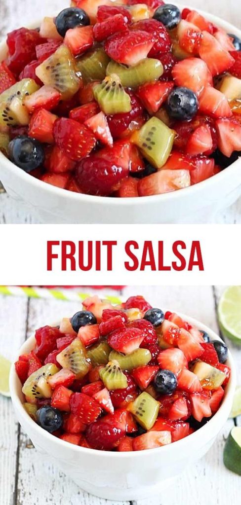 Fruit Salsa And Cinnamon Chips – This makes an excellent Summer or Spring Appetizer Or dessert! The Whole Family Loves This Fruit Salsa Recipe! #fruitsalsa #springappetizer #appetizers