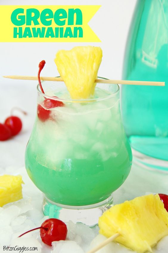 The classic blue Hawaiian is a favorite summer cocktail, but for my money this Green Hawaiian Cocktail is even more suited to hot summer days, evenings, parties and gatherings. The refreshing combination of vodka, coconut rum, blue curacao, pineapple juice and lemon-lime soda is the perfect combination to make the perfect summer cocktail #summercocktail #greenhawaiian #bluecuracao