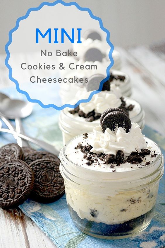 Mini No Bake Cookies and Cream Cheesecakes #cookiesandcream #cheesecake #nobake
