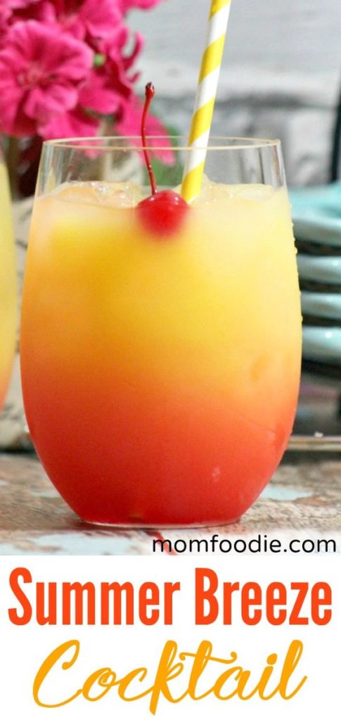 Looking for a refreshing summer cocktail with a nice kick? will look no further. This fruity version of a tequila sunrise, features tequila, Citron and triple sec with Orange juice mixer. After one of these on a summers day, you will indeed feel the relaxation of a summer breeze. #summerbreezecocktail #summercocktails #cocktails