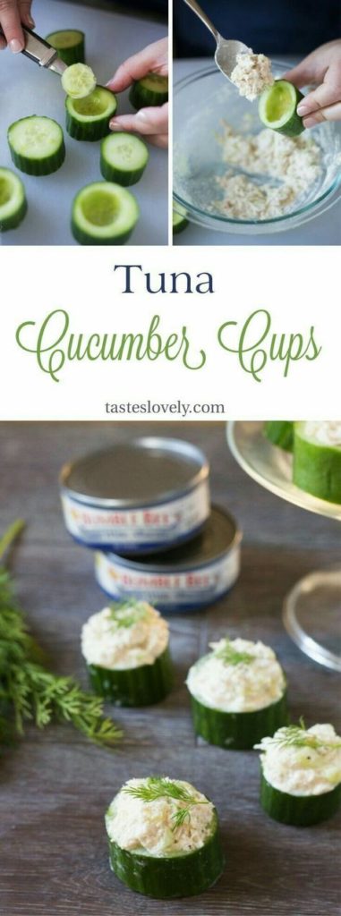 Cucumber Cups With Tuna - There is nothing yummier or more healthy than using cucumber cups for your appetizers. This cucumber cup is filled with delicious and also healthy tuna!