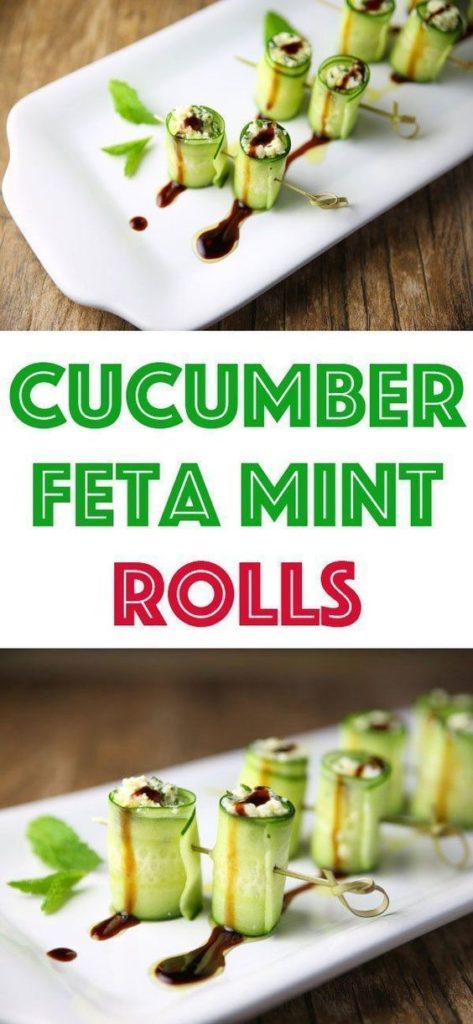 Cucumber Mint Appetizer Rolls With Feta - light and refreshing, a perfect cucumber appetizer for spring or summer gatherings, this appetizer is sure to be a hit at your next party! 