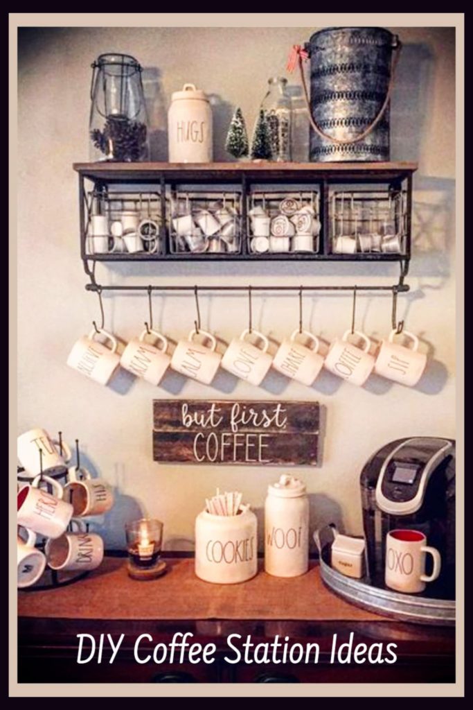 Coffee station ideas - from countertop coffee bar ideas, corner coffee bar ideas, kitchen coffee bar ideas to rustic formhouse coffee bar station ideas, there is an DIY coffee bar idea perfect for every kitchen