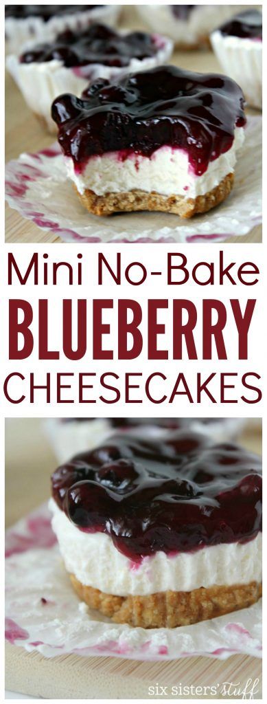 Mini No-Bake Blueberry Cheesecakes #cheesecake #blueberry #no-bake