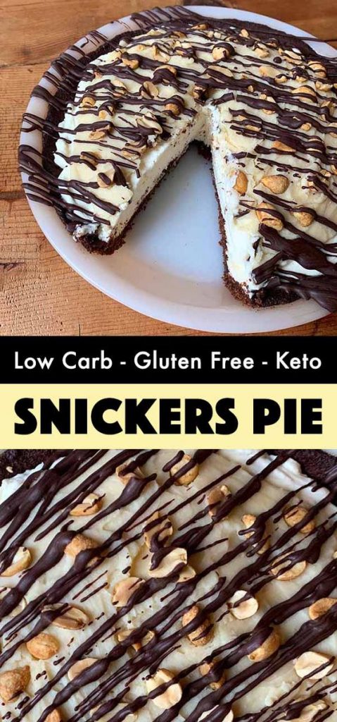 Snickers lovers on a keto diet, check this snickers pie out!!! yummy, dare i say it better than a snickers bar,just 4g of carbs means you can have a second helping without the guilt! #ketodiet #ketodietdessert #keto
