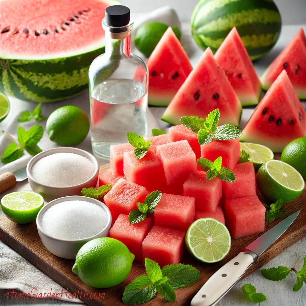 Ingredients for making Watermelon Mojito Cocktail Recipe