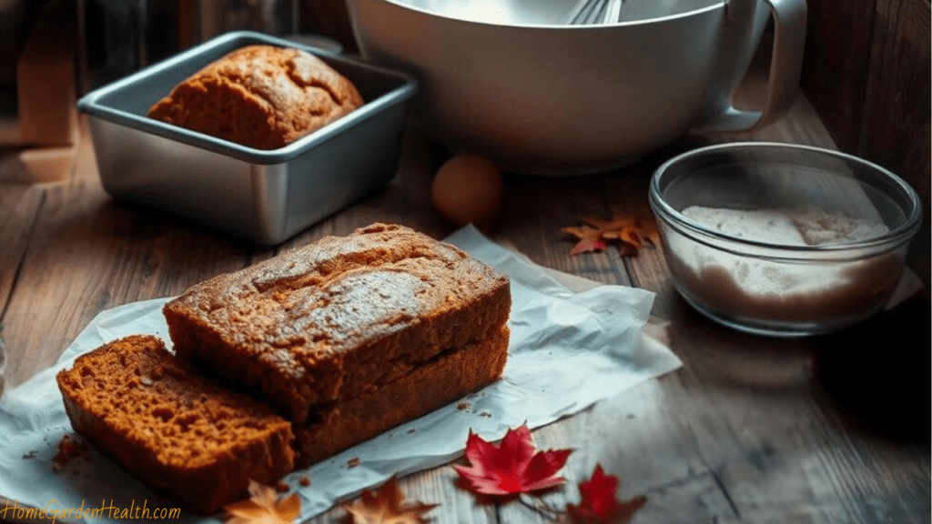 Pumpkin Bread, sliced on a table