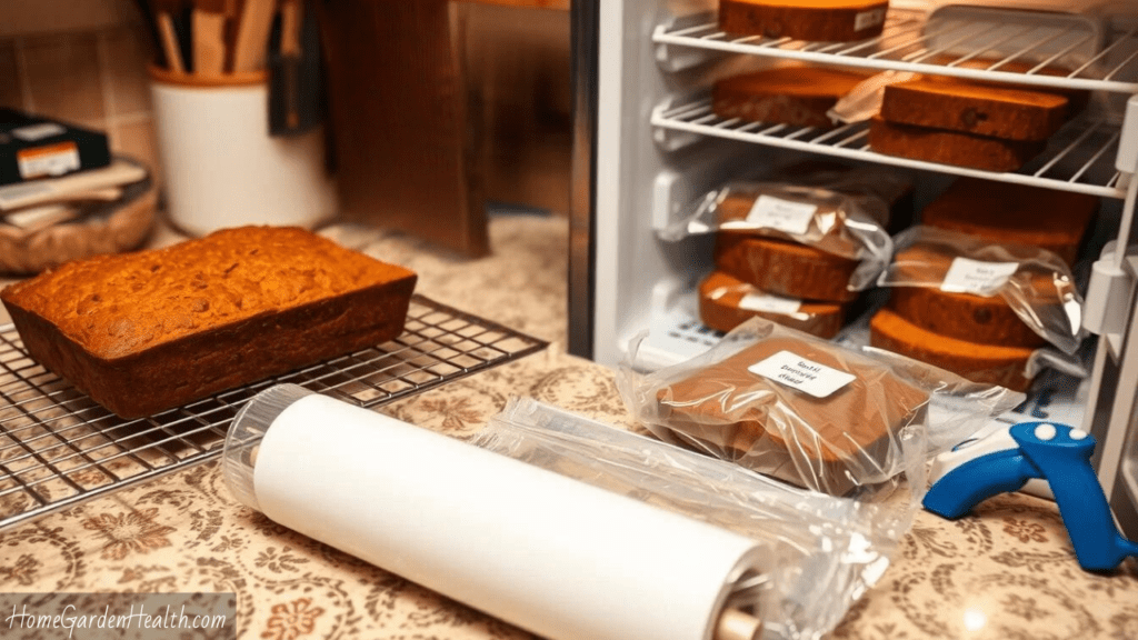 indivual sloces of pumpkin bread in freezer bags and put in fridge