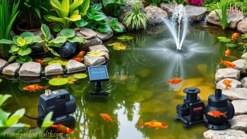 Gold Fish pond with an external pond pump cleaning it