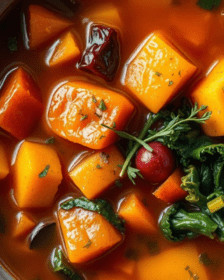 A healthy serving of Autumn Harvest Vegetable Soup In a bowl