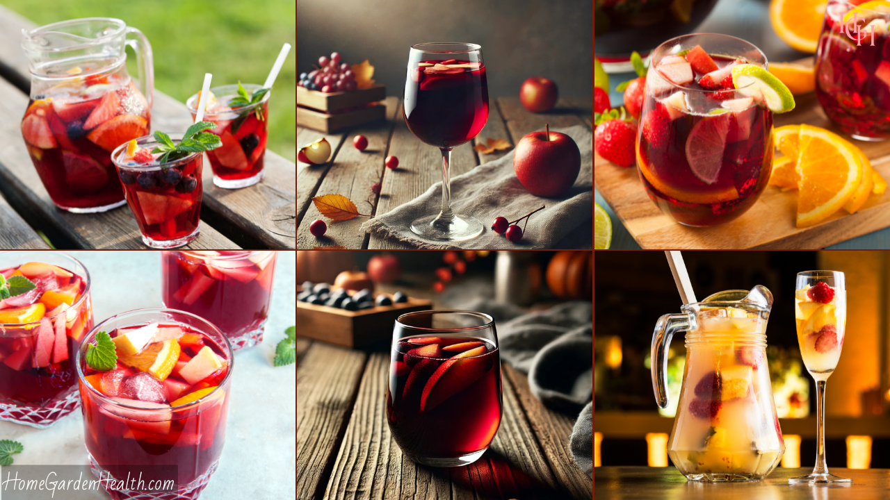 6 of the top 10 Fall Sangria recipes in glasses and pitchers