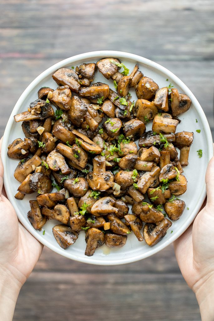 garlic mushooms served on a plate