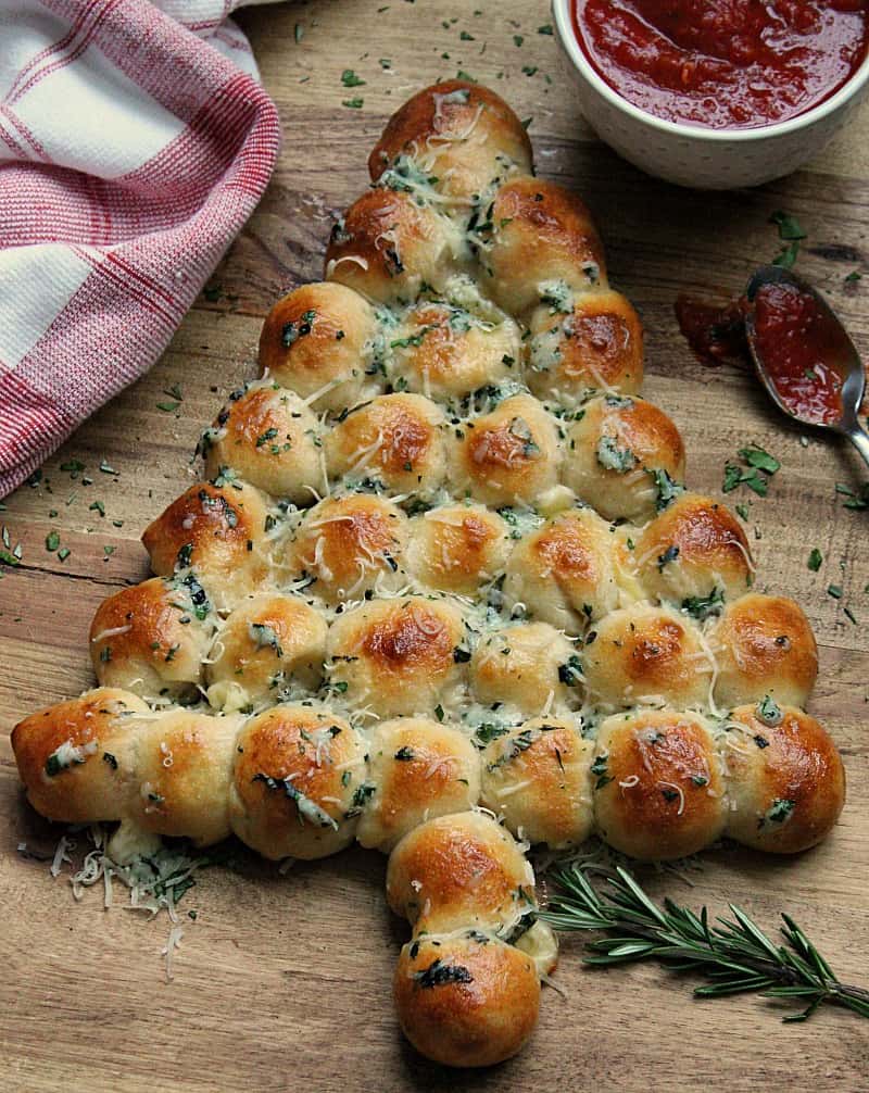 Pull apart bread in the shape of a Christmas Tree.